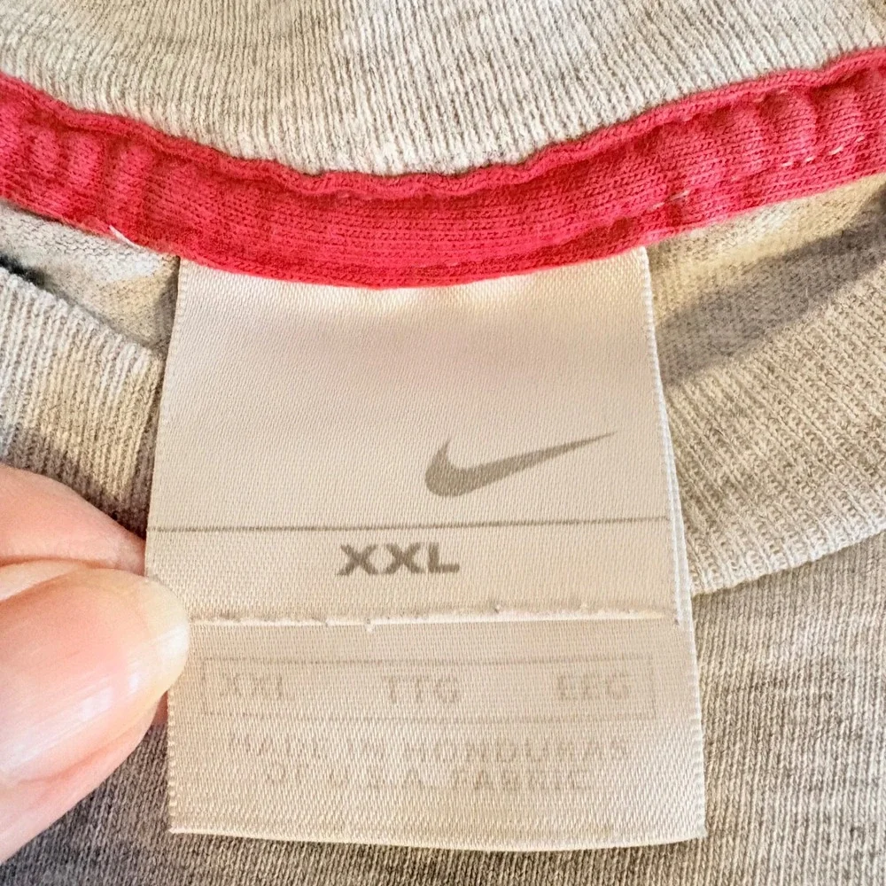 Nike Nike Y2K 90s Mens T Shirt Red Mini Swoosh Heather Gray Short Sleeve Tee XXL